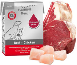 PLATINUM MENU Beef + Chicken-nedves kutyatáp felnőtt kutyának marha és csirke 12x185g - pegazusallatpatika