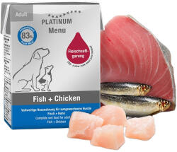PLATINUM MENU Fish + Chicken-nedves kutyatáp felnőtt kutyának hal és csirke 12x185g