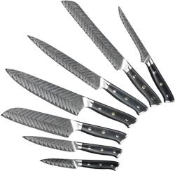 HARAHU Set cuțite de bucătărie Damasc OK-13846 - 7 buc / Negru KP13846