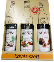 MONIN szirup kávé szett 3 x 250ml díszdobozban