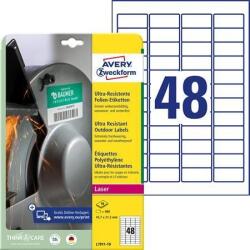 Avery-Zweckform Etikett, univerzális, 45, 7x21, 2 mm, extra erõs, polietilén, AVERY ZWECKFORM, 480 etikett/csomag (10 lap) (AYL791110)