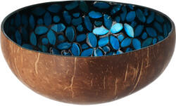 AtmoWood Kókuszfa tál kék virágokkal