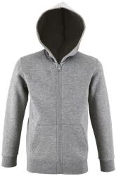 SOL'S Cipzáras gyerek pulóver kapucnival Stone - Szürke melírozott | 10 éves (130/140) (SOLS-02092-1000233185)