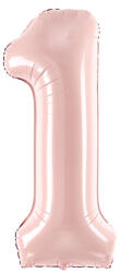 PartyDeco 1-es születésnapi szám fólia lufi - világos rózsaszín 72 cm
