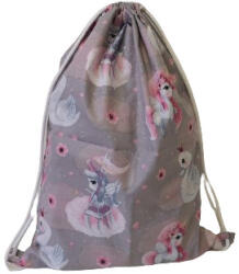  Szürke alapon hattyú unikornis mintás 30x40 cm - oviszsák