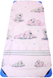 Töltött gumifüles óvodai lepedő - Rózsaszín maci mintás - 55x130 cm méretben