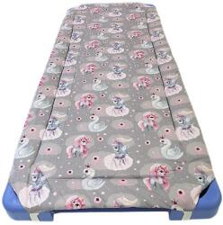  Gumifüles töltött ovis lepedő 55x130 cm - szürke alapon hattyú - unikornis