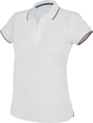 Kariban Női kontrasztcsíkos rövid ujjú galléros piké póló, Kariban KA251, White/Navy/Red-XL (ka251wh-nv-re-xl)