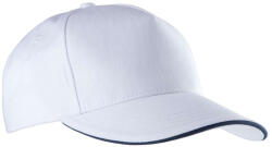 K-UP KP130 tépőzáras öt paneles pamut baseball sapka K-UP, White/Navy-U (kp130wh-nv-u)