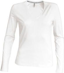 Kariban Női hosszú ujjú V-nyakú pamut póló, Kariban KA382, White-2XL (ka382wh-2xl)