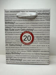  Ajándéktáska - 20. születésnapra, többnyelvű mintával, fehér-fekete (337848)