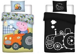  Peppa malac George's Tractor sötétben világító gyerek, ovis ágyneműhuzat 100x135cm, 40x60cm (BRM007345) - aztadejo