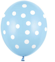  Léggömbök 30 cm, pöttyök, pasztell babakék (1 db / 6 db) (SB14P-223-011W-6)