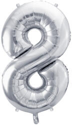 8'' számú fólia lufi, 72cm, ezüst (FB230M-8-018)
