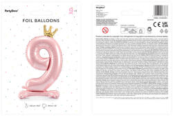  Álló fólia lufi ''9'' számú, 84 cm, világos rózsaszín (FB126M-9-081J)