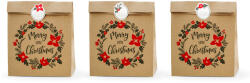  Gift bags Merry Little Christmas, kraft, 25x11x27cm (1 pkt / 3 pc. ) (TNP2-031)
