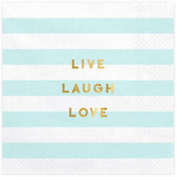  Szalvéták Yummy - Live Laugh Love, világoskék, 33x33cm (1 db / 20 db. ) (SP33-66-011)