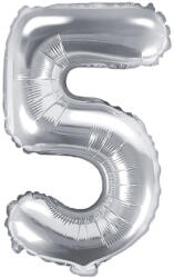  5'' számú fóliás léggömb, 35 cm, ezüst (FB10M-5-018)