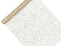  Nyomtatott organza, fehér - arany, 0, 48 x 9 m (ORD48-008-5)
