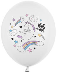  Léggömbök 30cm, Unikornis, pasztell tiszta fehér (1 db / 50 db. ) (SB14P-205-008)