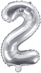  2'' számú fóliás léggömb, 35cm, ezüst (FB10M-2-018)
