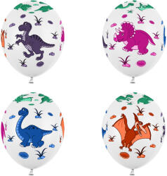  Léggömbök 30 cm, dinoszauruszok, pasztell tiszta fehér (1 db / 50 db) (SB14P-159-008)