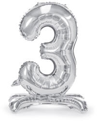  Álló fólia lufi ''3'' számú, 70cm, ezüst (FB102M-3-018)