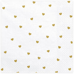  Szalvéta Szívek, fehér, 33x33cm (1 db / 20 db. ) (SP33-49-008)