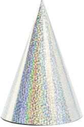 Holografikus parti sapkák, ezüst, 16cm (1 db / 6 db. ) (CZAP6-018)