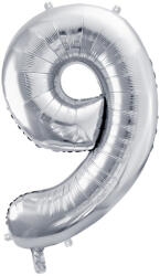  9'' számú fóliás léggömb, 72cm, ezüst (FB230M-9-018)