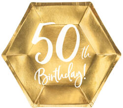  50. születésnapi tányérok, arany, 20 cm (1 pkt / 6 db. ) (TPP73-50-019M)