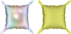  Foil balloon curtain double-sided Square, holographic-neon yellow, 35 x 35 cm (1 pkt / 4 pc. ) (FB242-5)