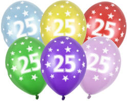  30 cm-es lufi, 25. születésnap, metál mix (1 db / 6 db) (SB14M-025-000-6)