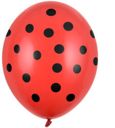 Léggömbök 30 cm, pöttyös, pasztell mákpiros (1 db / 50 db) (SB14P-223-007JB)