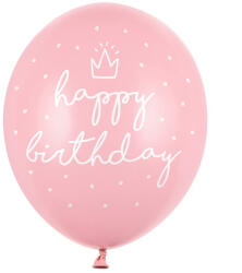  Strong Balloons 30cm, happy. . . , P. B. Pink (1 pkt / 6 db. ) (SB14P-244-081J-6)