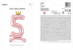  Álló fólia lufi ''5'' számú, 84 cm, világos rózsaszín (FB126M-5-081J)