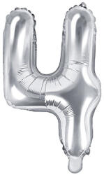  4'' számú fólia lufi, 35 cm, ezüst (FB10M-4-018)