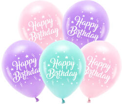  Eco Balloons 26 cm, Boldog születésnapot, rózsaszín (1 db / 5 db) (ECO26P-201-081-5)