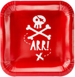  Tányérok Pirates Party, piros, 20x20cm (1 db / 6 db. ) (TPP15-007)