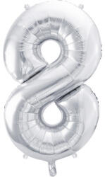  8'' számú fóliás léggömb, 86cm, ezüst (FB1M-8-018)