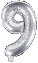  9'' számú fóliás léggömb, 35cm, ezüst (FB10M-9-018)
