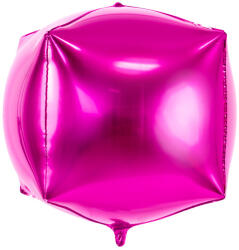  Fóliás léggömb kocka, 35x35x35 cm, sötét rózsaszín (FB14M-006)