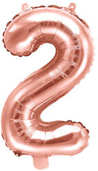  2'' számú fólia lufi, 35 cm, rózsaszín arany (FB10M-2-019R)