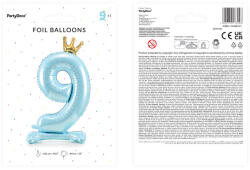 Álló fólia lufi ''9'' számú, 84 cm, égszínkék (FB126M-9-011)