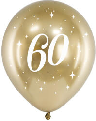  Fényes léggömbök 30 cm, 60, arany (1 db / 6 db) (CHB14-1-60-019-6)