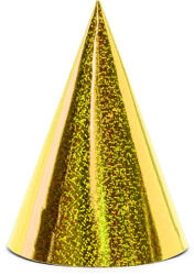  Holografikus parti sapkák, arany, 16cm (1 pkt / 6 db. ) (CZAP6-019)