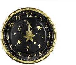  Papírtányérok Óra, 18 cm, mix (1 pkt / 6 db. ) (TPP84)