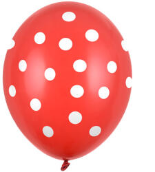  Léggömbök 30cm, pöttyös, pasztell mákpiros (1 db / 6 db. ) (SB14P-223-007JW-6)