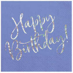  Szalvéták Boldog születésnapot, sötétkék, 33x33cm (1 db / 20 db) (SP33-80-074)