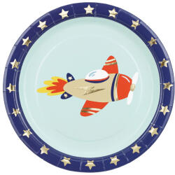  Papírtányérok Repülőgép, 18x18 cm, mix (1 pkt / 6 db. ) (TPP87)